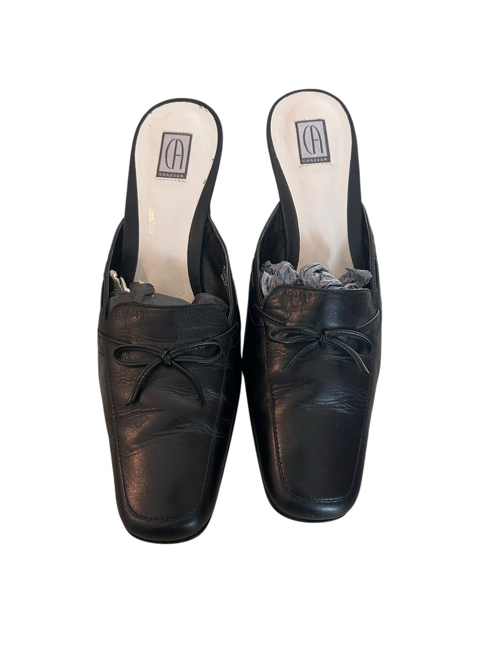 Caressa Collection B Black Leather Slip-On Mules size 7.5